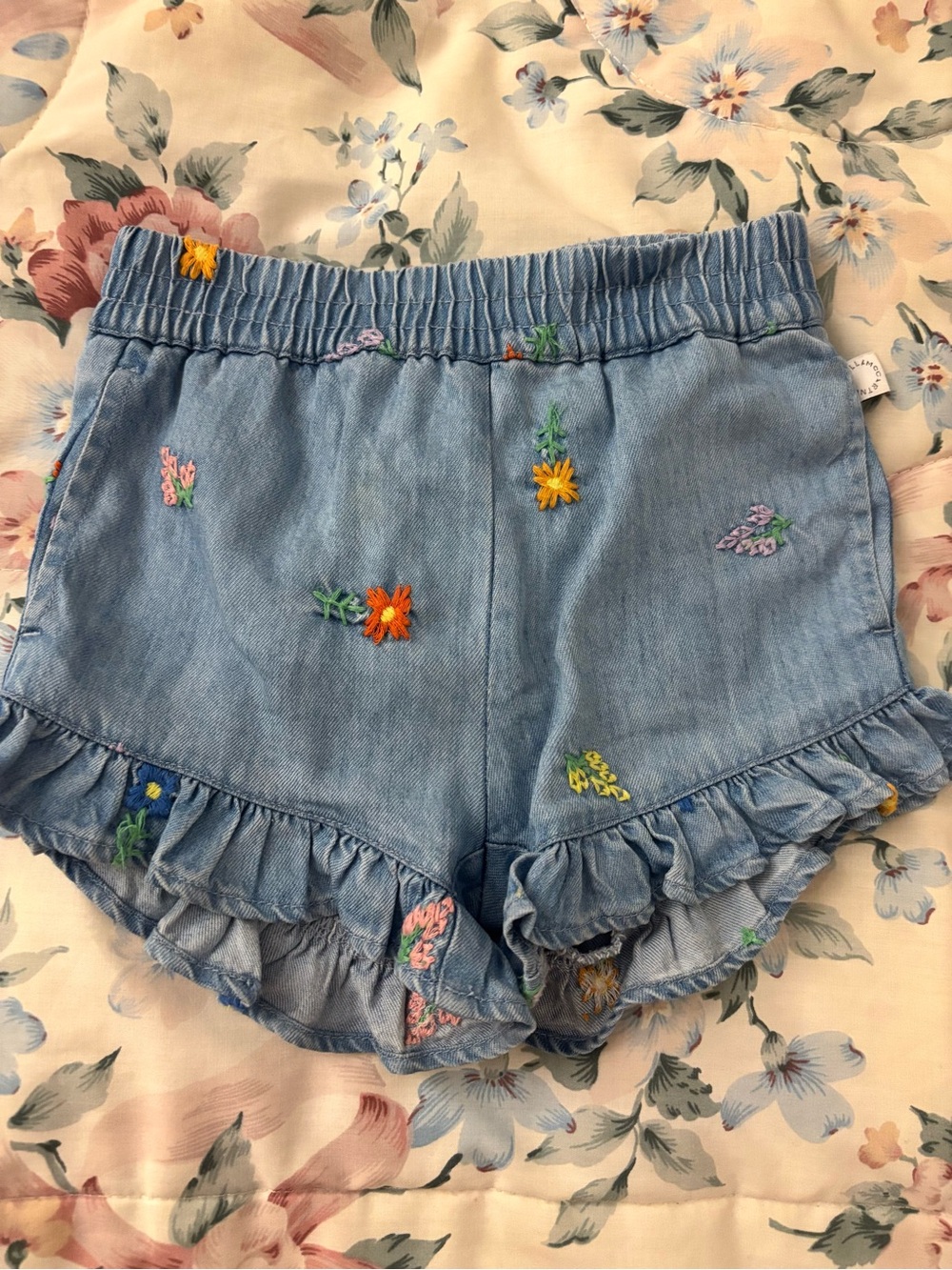 Stella McCartney Light Blue Embroidered Denim Shorts /Bloomers